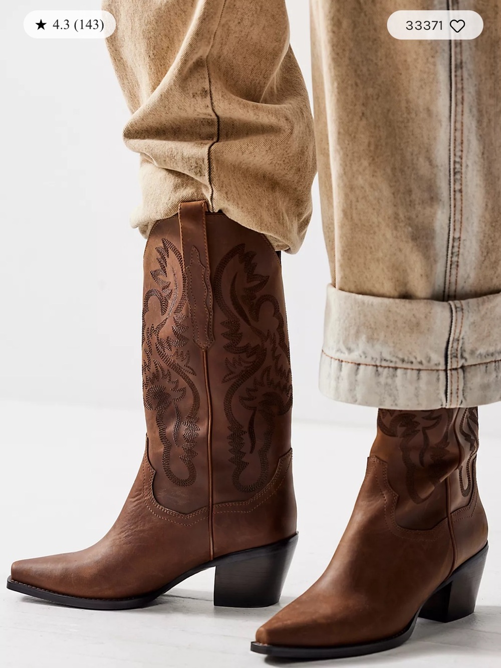 Jeffrey Campbell Men’s Brown Western Boots with Embossed Detailing